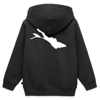 Lac de Constance - Sweat Premium à capuche zippé enfant bio - noir - Dos - AI Model Kid Male (0cm)