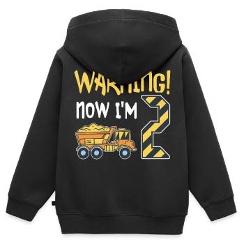 2. Geburtstag Junge 2 Jahre alt Kipper Baustelle - Kinder Premium Organic Zip Hoodie - Schwarz - Hinten - AI Model Kid Male (0cm)