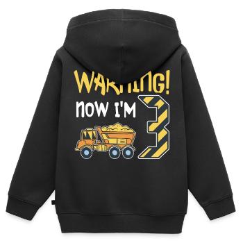 3. Geburtstag Junge 3 Jahre alt Kipper Baustelle - Kinder Premium Organic Zip Hoodie - Schwarz - Hinten - AI Model Kid Male (0cm)