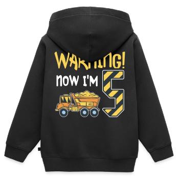 5. Geburtstag Junge 5 Jahre alt Kipper Baustelle - Kinder Premium Organic Zip Hoodie - Schwarz - Hinten - AI Model Kid Male (0cm)