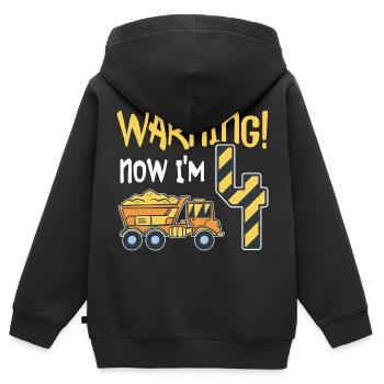 4. Geburtstag Junge 4 Jahre alt Kipper Baustelle - Kinder Premium Organic Zip Hoodie - Schwarz - Hinten - AI Model Kid Male (0cm)