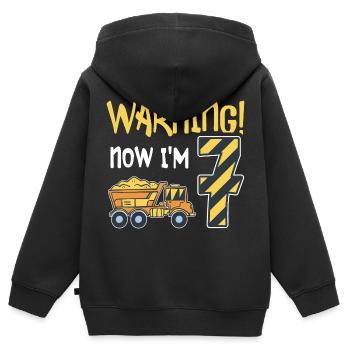 7. Geburtstag Junge 7 Jahre alt Kipper Baustelle - Kinder Premium Organic Zip Hoodie - Schwarz - Hinten - AI Model Kid Male (0cm)
