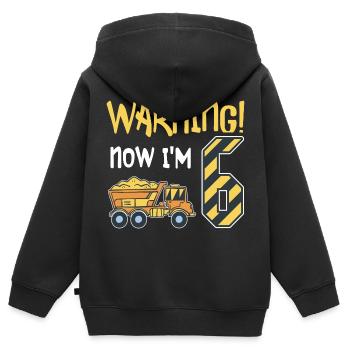 6. Geburtstag Junge 6 Jahre alt Kipper Baustelle - Kinder Premium Organic Zip Hoodie - Schwarz - Hinten - AI Model Kid Male (0cm)