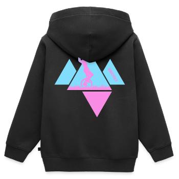 Unicycle UNICYCLE-Girl Unicycling StreetArt - Kids Premium Organic Zip-up Hoodie - black - Back - AI Model Kid Male (0cm)