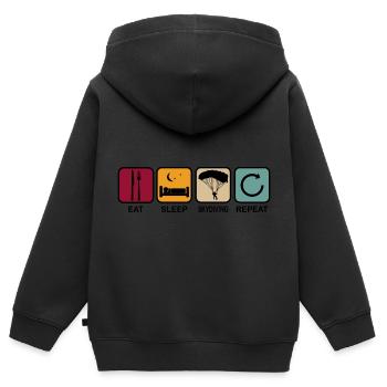 Fallschirmspringen Skydiving Retro - eat sleep - Kinder Premium Organic Zip Hoodie - Schwarz - Hinten - AI Model Kid Male (0cm)