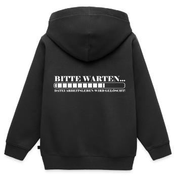 Bitte warten Datei Arbeitsleben wird gelöscht - Kinder Premium Organic Zip Hoodie - Schwarz - Hinten - AI Model Kid Male (0cm)