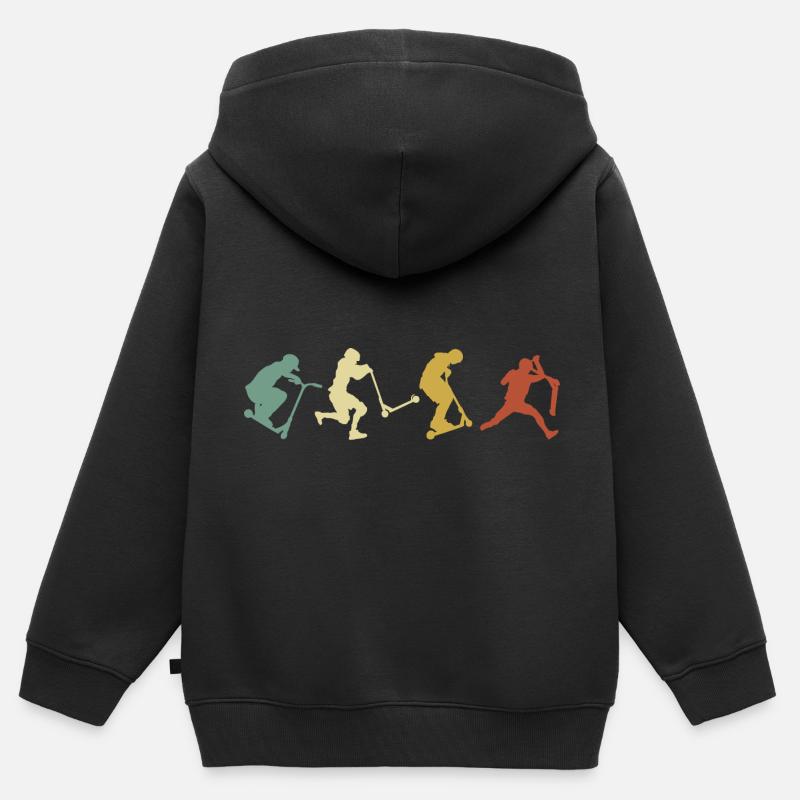 Vintage Cascade Scooter Scooter Cadeaux - Sweat Premium à capuche zippé enfant bio - noir