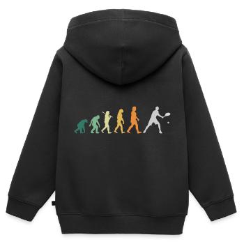 Tennis Tennisspieler Retro Style - Evolution - Kinder Premium Organic Zip Hoodie - Schwarz - Hinten - AI Model Kid Male (0cm)
