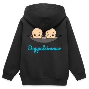 Doppelzimmer Baby Zwillinge Schwangerschaft - Kinder Premium Organic Zip Hoodie - Schwarz - Hinten - AI Model Kid Male (0cm)