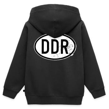 DDR - Retro - Ostdeutschland - Kinder Premium Organic Zip Hoodie - Schwarz - Hinten - AI Model Kid Male (0cm)