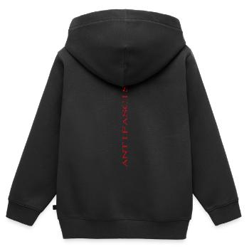 Schriftzug Antifascista vertikal (gestretched) - Kinder Premium Organic Zip Hoodie - Schwarz - Hinten - AI Model Kid Male (0cm)