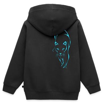 Raubkatze - Kinder Premium Organic Zip Hoodie - Schwarz - Hinten - AI Model Kid Male (0cm)