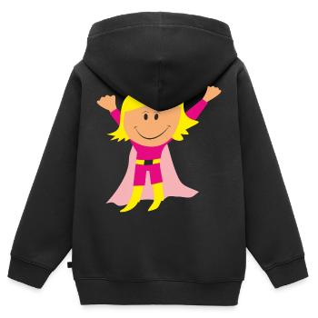 fille - Sweat Premium à capuche zippé enfant bio - noir - Dos - AI Model Kid Male (0cm)