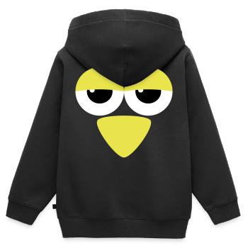 Yeux avec bec - Sweat Premium à capuche zippé enfant bio - noir - Dos - AI Model Kid Male (0cm)