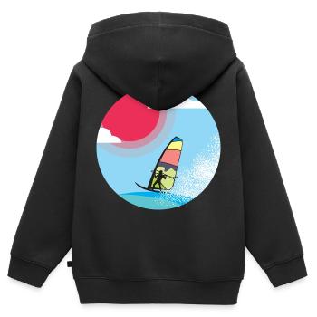 Windsurfer - Kinder Premium Organic Zip Hoodie - Schwarz - Hinten - AI Model Kid Male (0cm)