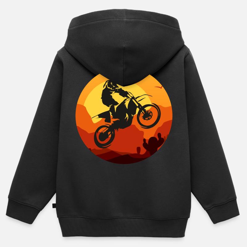 motocross - Sweat Premium à capuche zippé enfant bio - noir