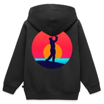 golf - Kids Premium Organic Zip-up Hoodie - black - Back - AI Model Kid Male (0cm)