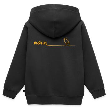 MOIN Moewe - Kinder Premium Organic Zip Hoodie - Schwarz - Hinten - AI Model Kid Male (0cm)