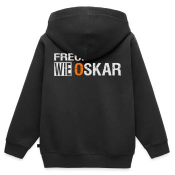 Frech wie Oskar - Kinder Premium Organic Zip Hoodie - Schwarz - Hinten - AI Model Kid Male (0cm)