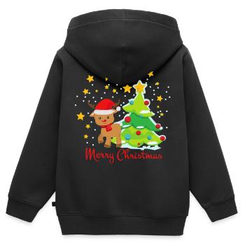 Rentier niedlich merry christmas Weihnachten Stern - Kinder Premium Organic Zip Hoodie - Schwarz - Hinten - AI Model Kid Male (0cm)