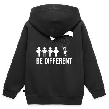 Skydiving Be different - Kinder Premium Organic Zip Hoodie - Schwarz - Hinten - AI Model Kid Male (0cm)