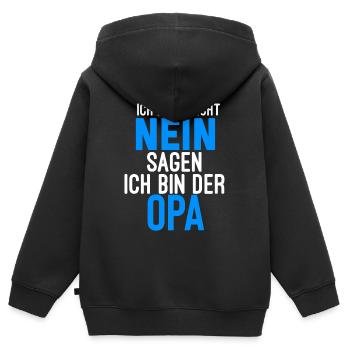 Opa - Kinder Premium Organic Zip Hoodie - Schwarz - Hinten - AI Model Kid Male (0cm)