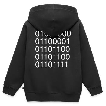 Informaticien code ASCII binaire - Sweat Premium à capuche zippé enfant bio - noir - Dos - AI Model Kid Male (0cm)
