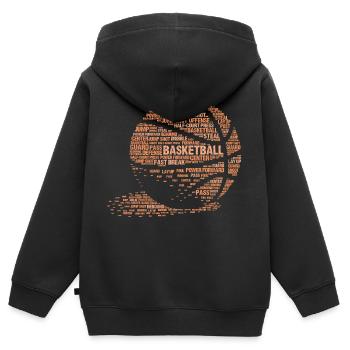 Style de calligraphie de typographie de basket-ball - Sweat Premium à capuche zippé enfant bio - noir - Dos - AI Model Kid Male (0cm)