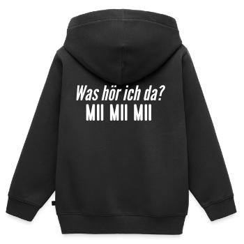 Was hör ich da? Mii Mi Miii - Kinder Premium Organic Zip Hoodie - Schwarz - Hinten - AI Model Kid Male (0cm)