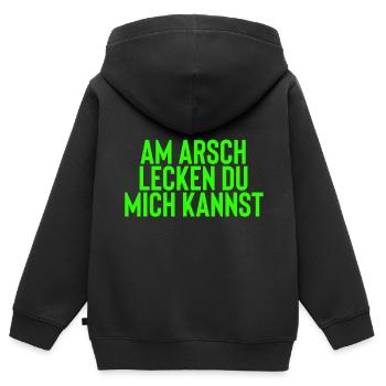 Am Arsch lecken du mich kannst - Kinder Premium Organic Zip Hoodie - Schwarz - Hinten - AI Model Kid Male (0cm)