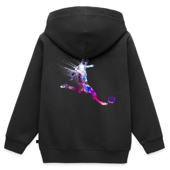 Attaquant, buteur, footballeur, défenseur - Sweat Premium à capuche zippé enfant bio - noir - Dos - AI Model Kid Male (0cm)