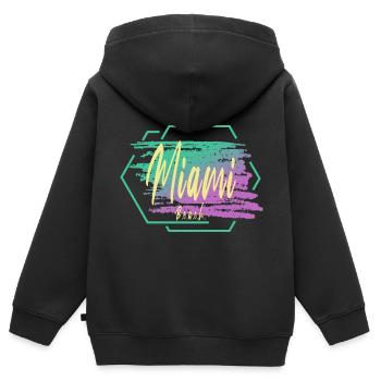 Miami Beach - Sweat Premium à capuche zippé enfant bio - noir - Dos - AI Model Kid Male (0cm)