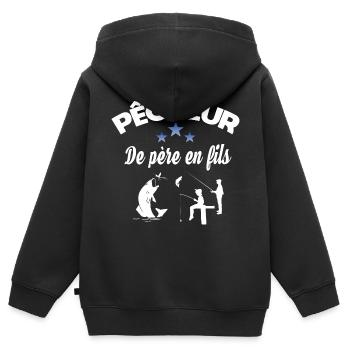 Fischer vom Vater zum Sohn. Familienfischen - Kinder Premium Organic Zip Hoodie - Schwarz - Hinten - AI Model Kid Male (0cm)