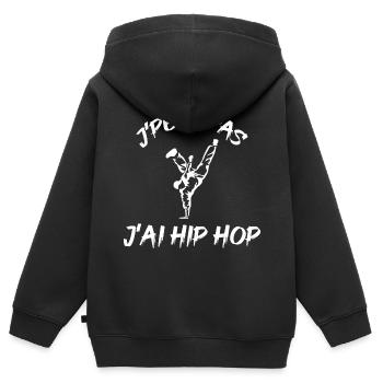 J'peux pas j'ai Hip Hop. Passionnés de BreakDance - Sweat Premium à capuche zippé enfant bio - noir - Dos - AI Model Kid Male (0cm)