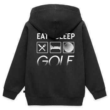 EAT SLEEP GOLF. Leidenschaftlicher Golf-Humor - Kinder Premium Organic Zip Hoodie - Schwarz - Hinten - AI Model Kid Male (0cm)