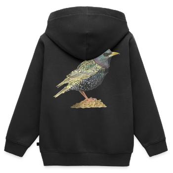 Étourneau sansonnet - Sweat Premium à capuche zippé enfant bio - noir - Dos - AI Model Kid Male (0cm)