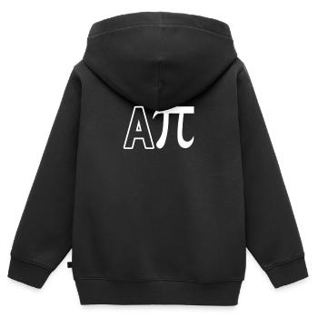 Happy /A PI, Humour mathématique jeux de mots - Sweat Premium à capuche zippé enfant bio - noir - Dos - AI Model Kid Male (0cm)