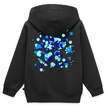 Points bleus - Sweat Premium à capuche zippé enfant bio - noir - Dos - AI Model Kid Male (0cm)