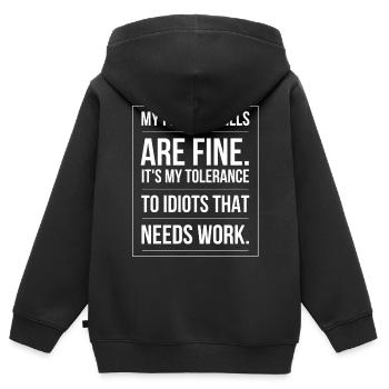 Meine Fähigkeiten sind gut - Kinder Premium Organic Zip Hoodie - Schwarz - Hinten - AI Model Kid Male (0cm)