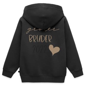 großer Bruder 2022 - Kinder Premium Organic Zip Hoodie - Schwarz - Hinten - AI Model Kid Male (0cm)