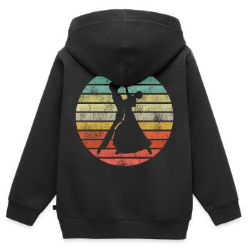 Danse couple danseurs tournoi danse rétro danse valse - Sweat Premium à capuche zippé enfant bio - noir - Dos - AI Model Kid Male (0cm)