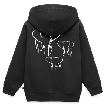 ELEFANTEN Elefant Design - Kinder Premium Organic Zip Hoodie - Schwarz - Hinten - AI Model Kid Male (0cm)