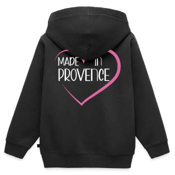 Made in Provence Süd-Humor, Meditiertes Geschenk - Kinder Premium Organic Zip Hoodie - Schwarz - Hinten - AI Model Kid Male (0cm)