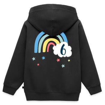 6th Birthday / Rainbow - Kids Premium Organic Zip-up Hoodie - black - Back - AI Model Kid Male (0cm)