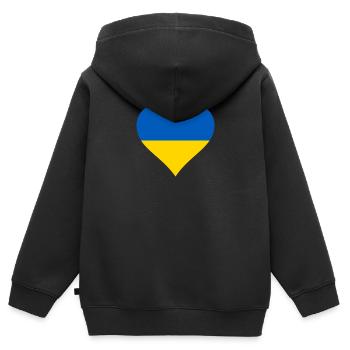 Ukraine ukrainisch Flagge Fahne - Kinder Premium Organic Zip Hoodie - Schwarz - Hinten - AI Model Kid Male (0cm)