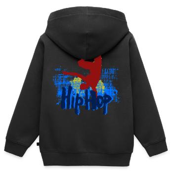 Hip Hop - Kinder Premium Organic Zip Hoodie - Schwarz - Hinten - AI Model Kid Male (0cm)