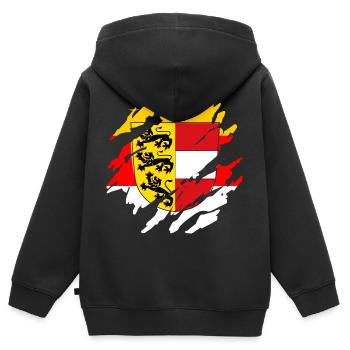 Véritables T klagenfurt & Carinthie Patriotes & Vacanciers - Sweat Premium à capuche zippé enfant bio - noir - Dos - AI Model Kid Male (0cm)
