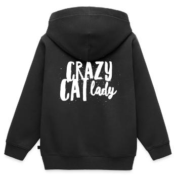 Fille folle d’amant drôle de chat de dame de chat - Sweat Premium à capuche zippé enfant bio - noir - Dos - AI Model Kid Male (0cm)