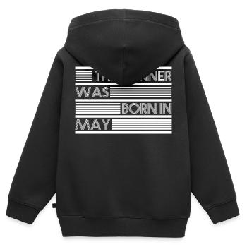 THE WINNER WAS BORN IN MAY - Sweat Premium à capuche zippé enfant bio - noir - Dos - AI Model Kid Male (0cm)