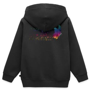 Butterfly - Rainbow Stardust - Sweat Premium à capuche zippé enfant bio - noir - Dos - AI Model Kid Male (0cm)